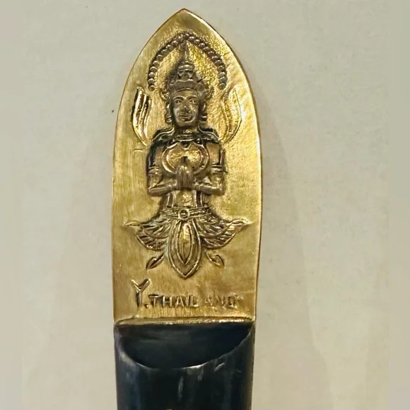 Vintage Siam (Thailand) Brass & Wood Serving Set - Picture 10 of 12